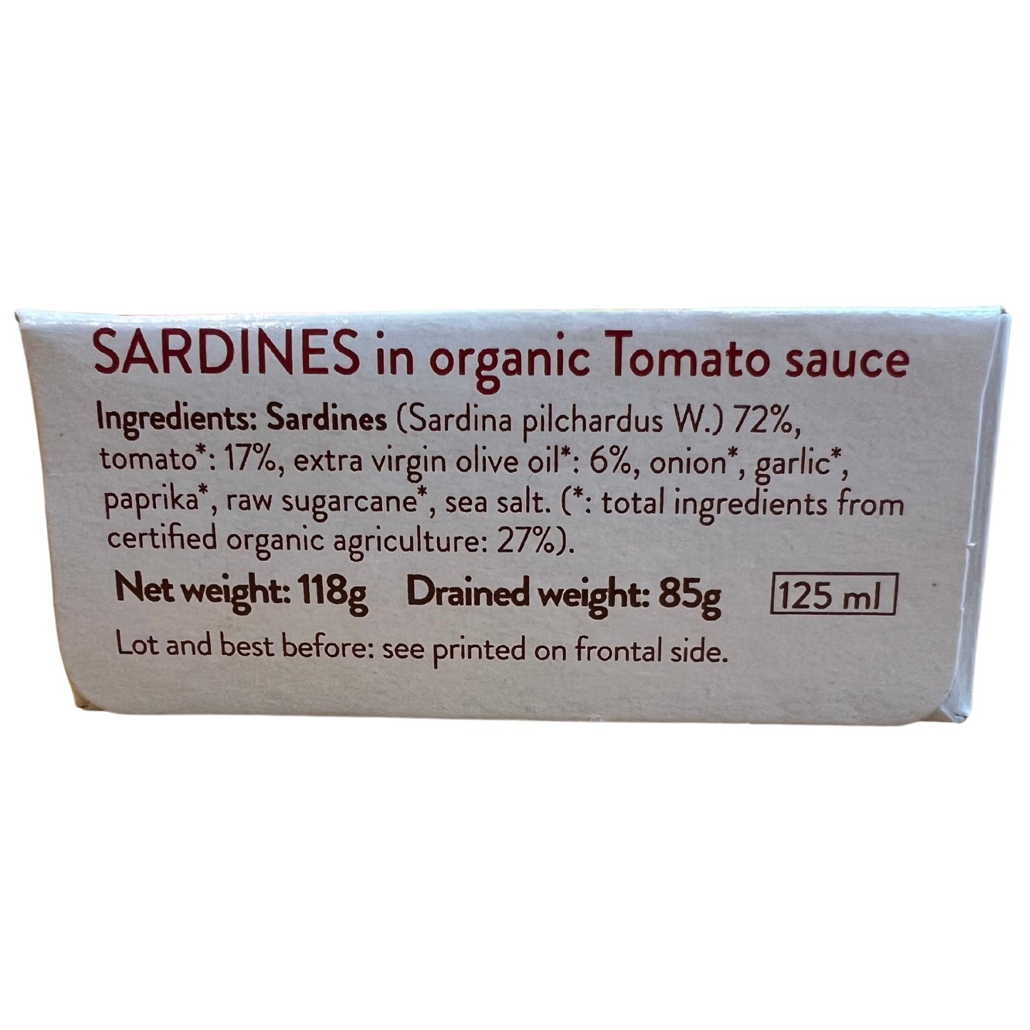 125g Sardines in Organic tomato sauce - Fish & Nature