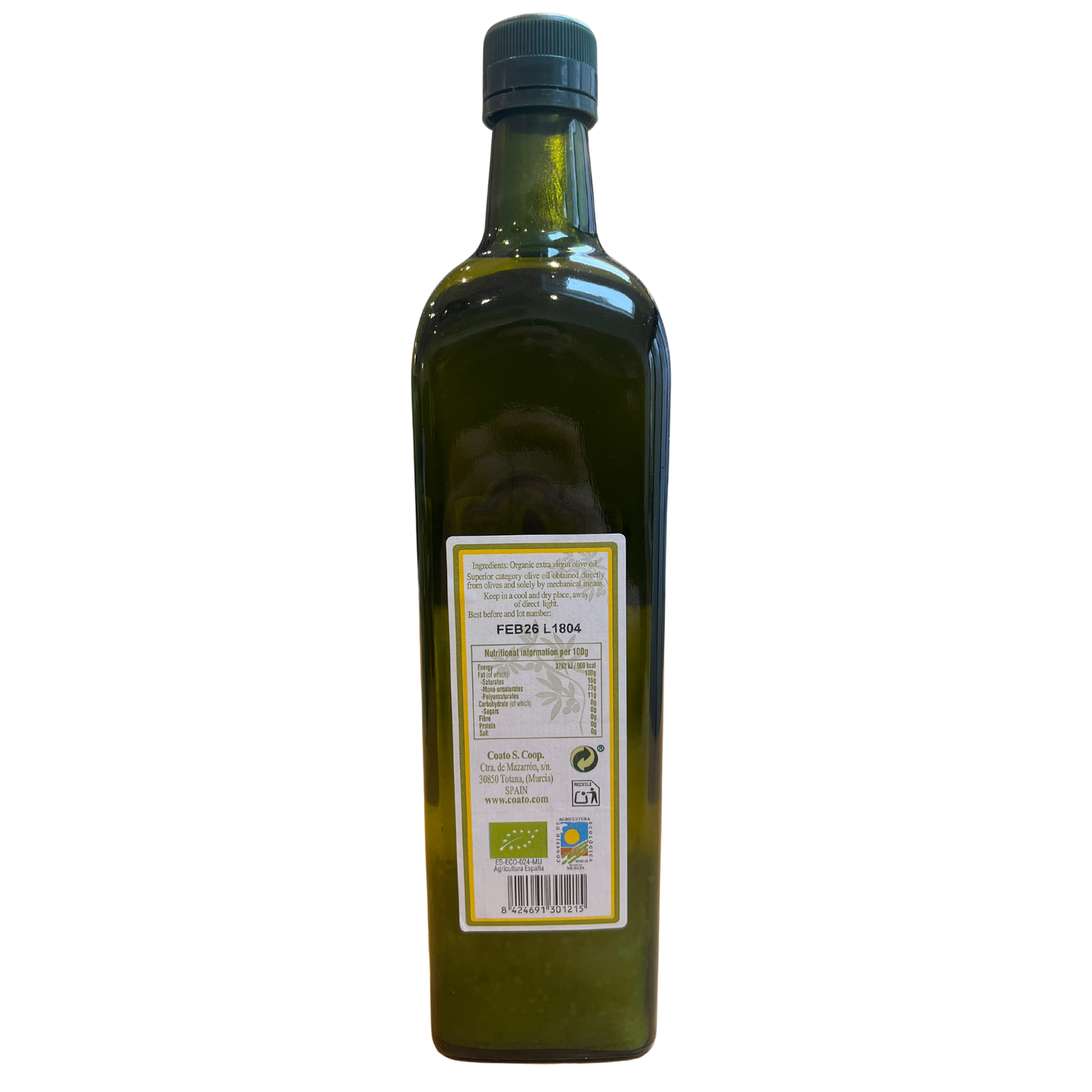 1 Litre Spanish unfiltered organic olive oil - Coato