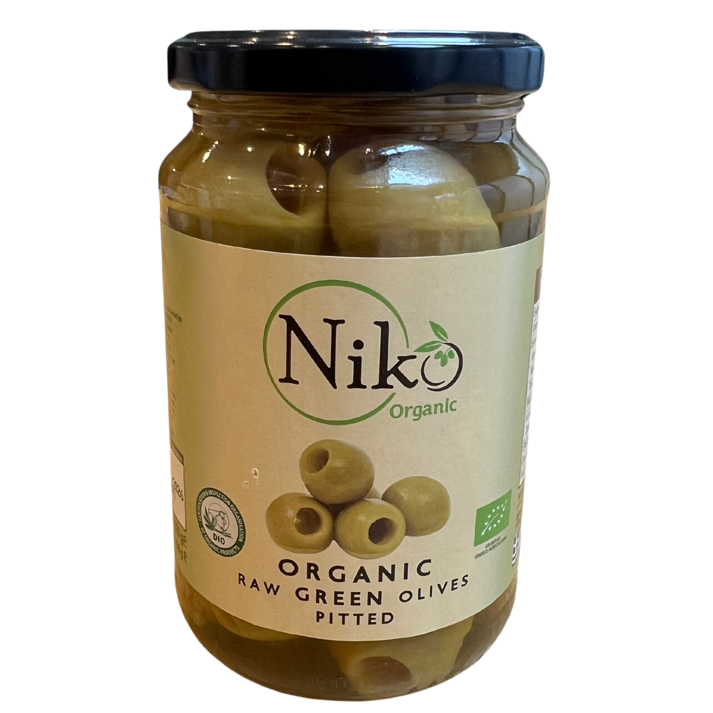 190g raw organic green pitted olives - NIKO