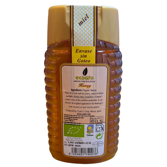 360g Spanish raw organic honey squeezy bottle - ECOATO