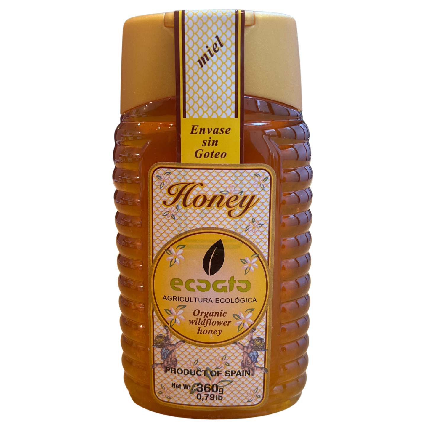 360g Spanish raw organic honey squeezy bottle - ECOATO