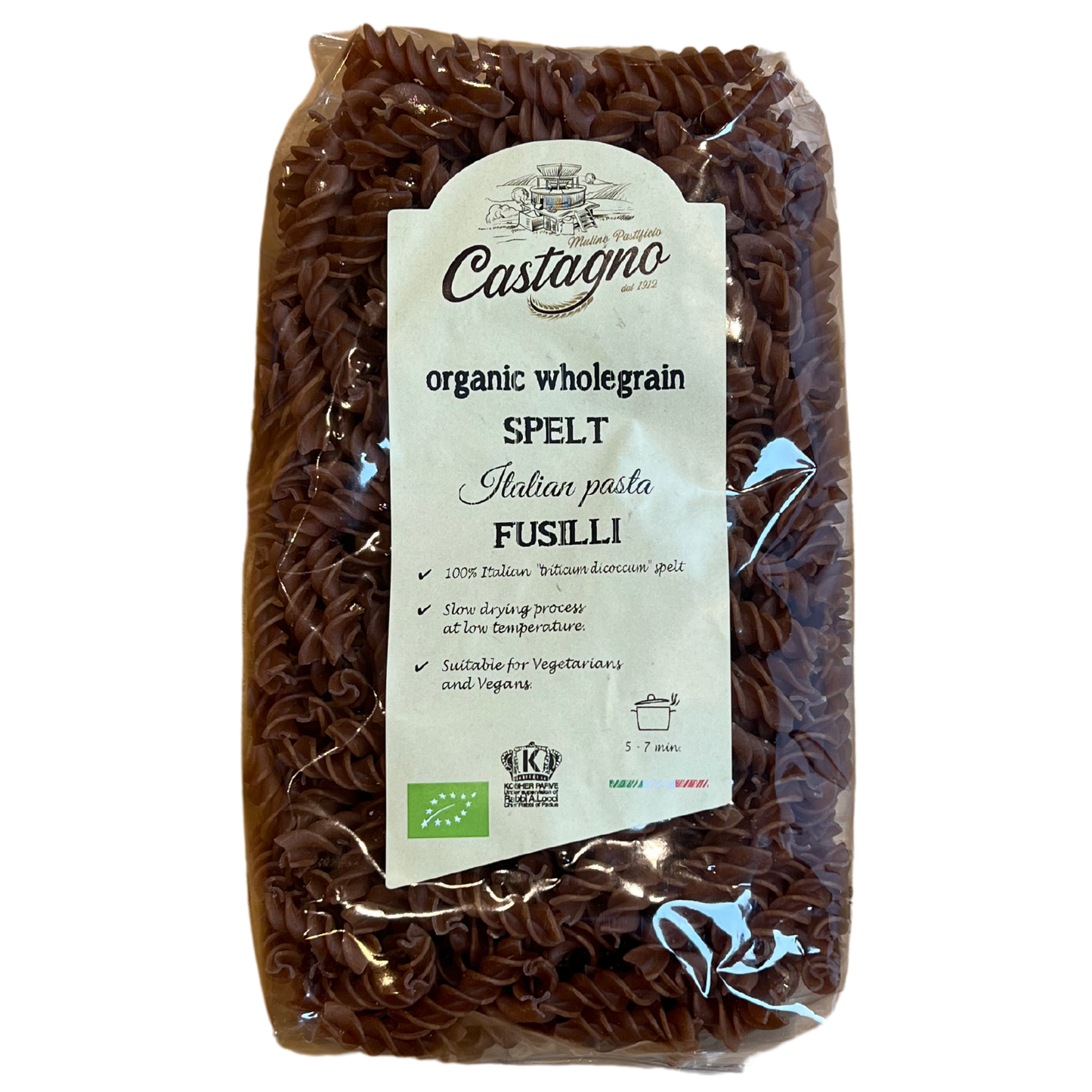 500g organic whole grain spelt pasta fusilli