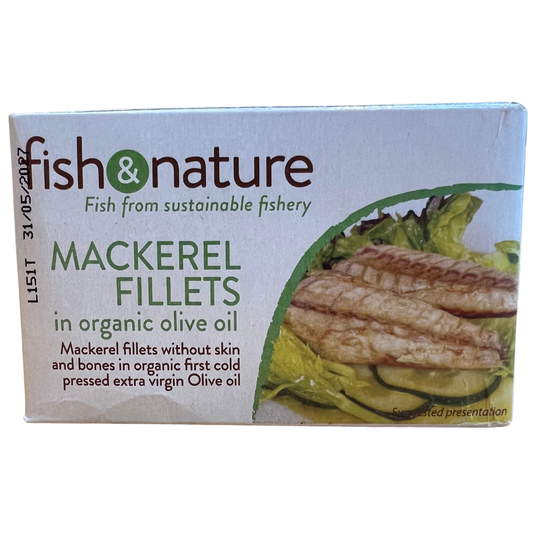 125g Mackerel Fillets in Organic Olive Oil - Fish & Nature