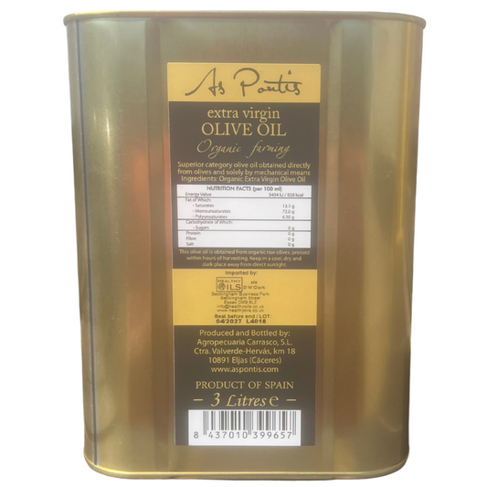 3 Litre Spanish organic olive oil - Aspontis